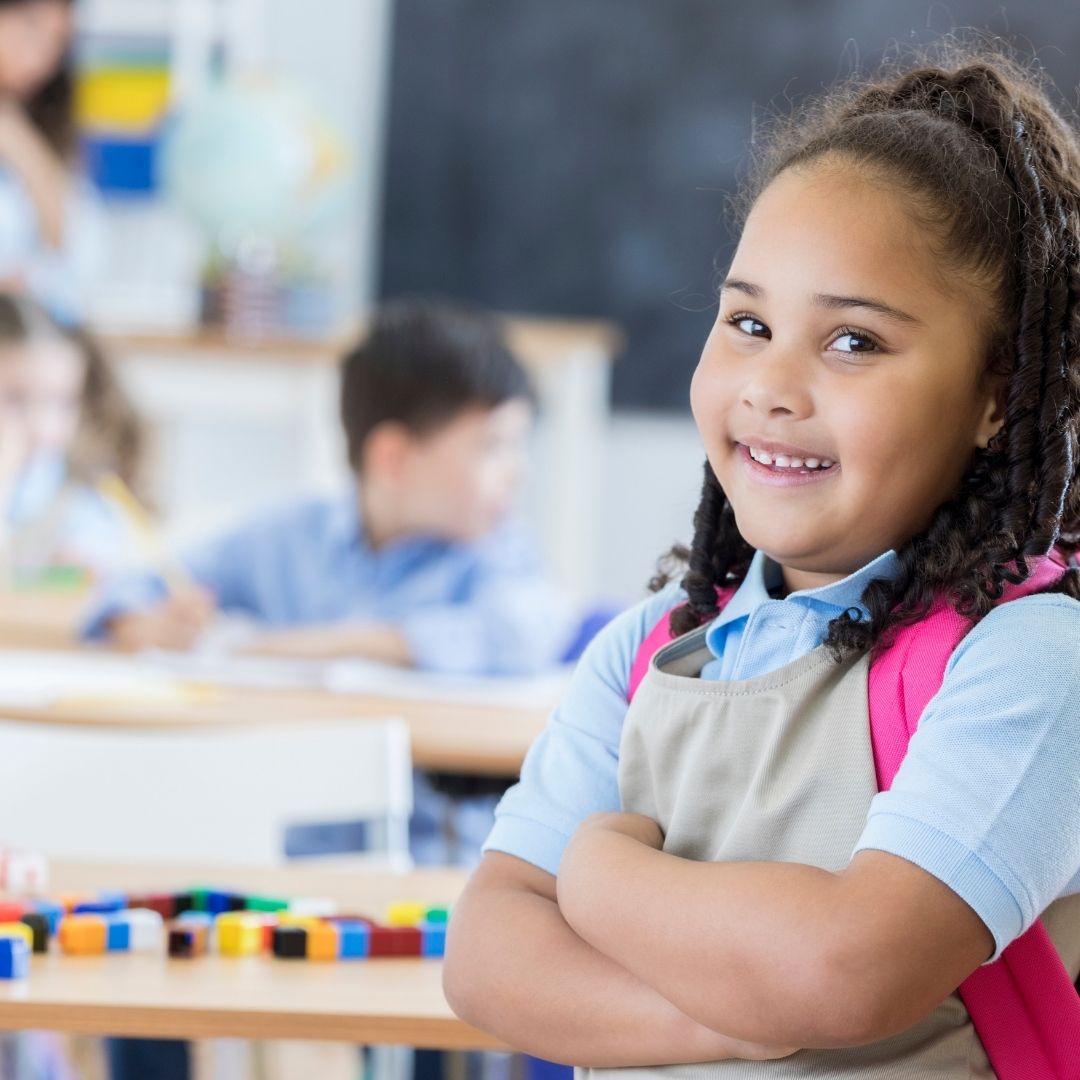 young girl happy to be in an art class