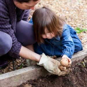 child harvesting plant