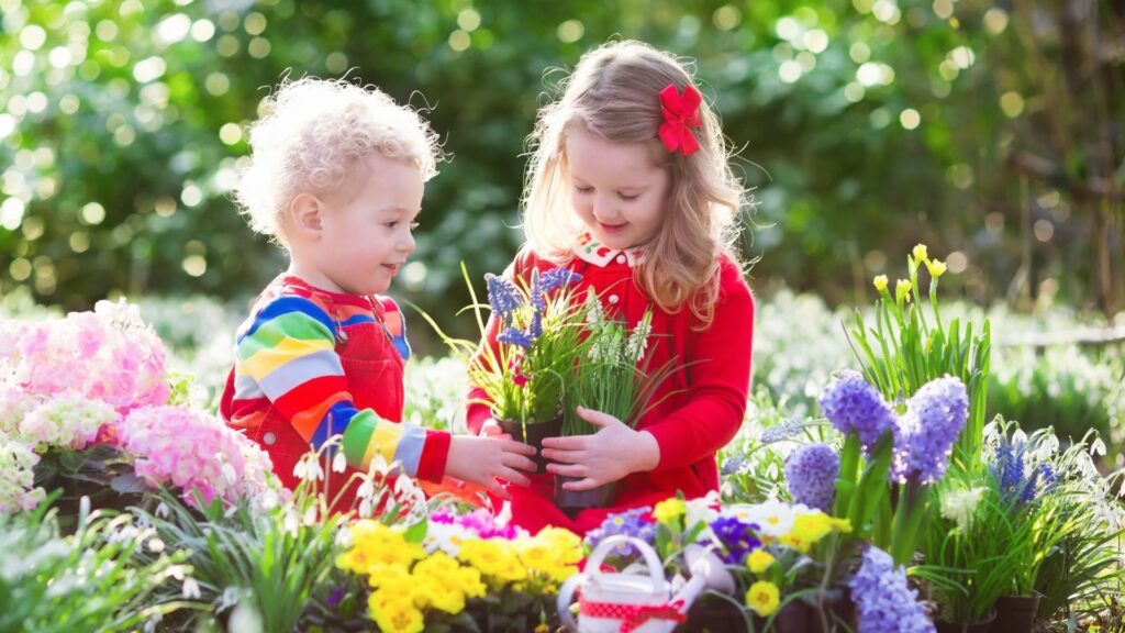 children gardening
