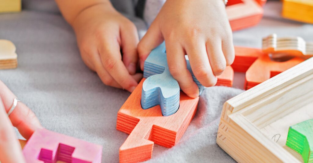 Child playing with blocks