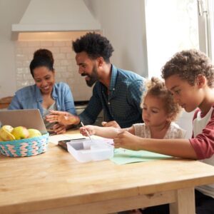 Parents looking at laptop