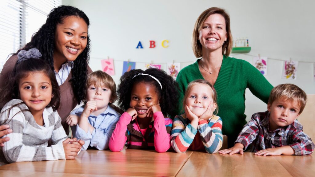 Teacher with children