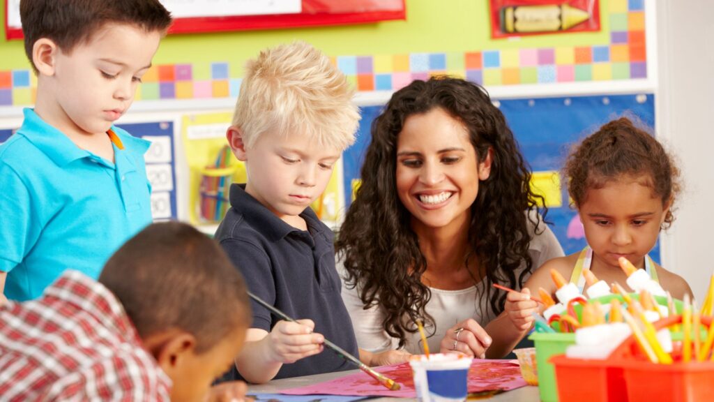 teacher with students