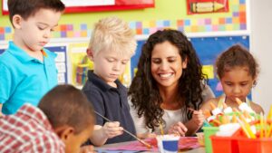 teacher with students