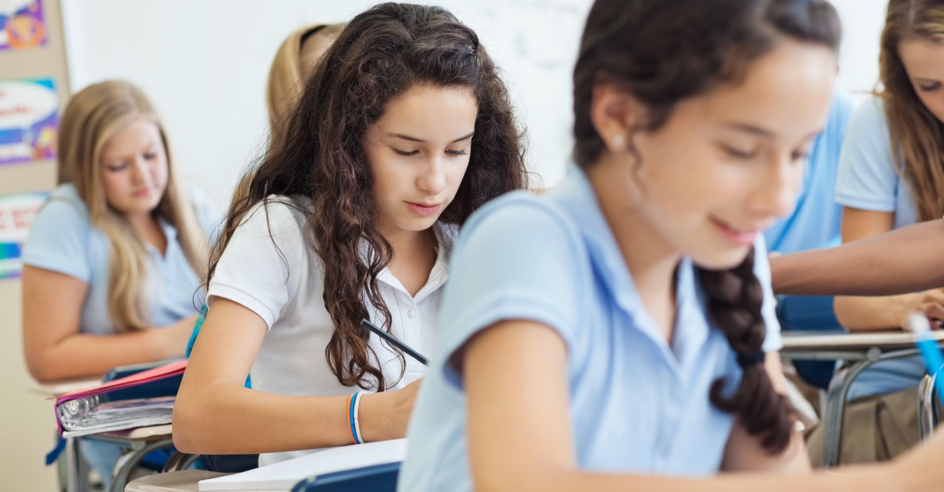 students working on classwork