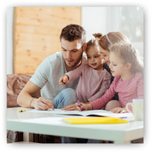 Parents coloring with kids