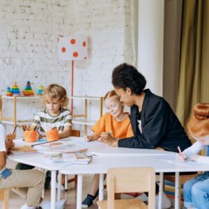 teacher with students