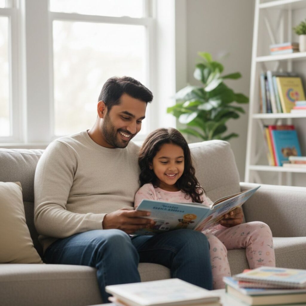 dad reading to child