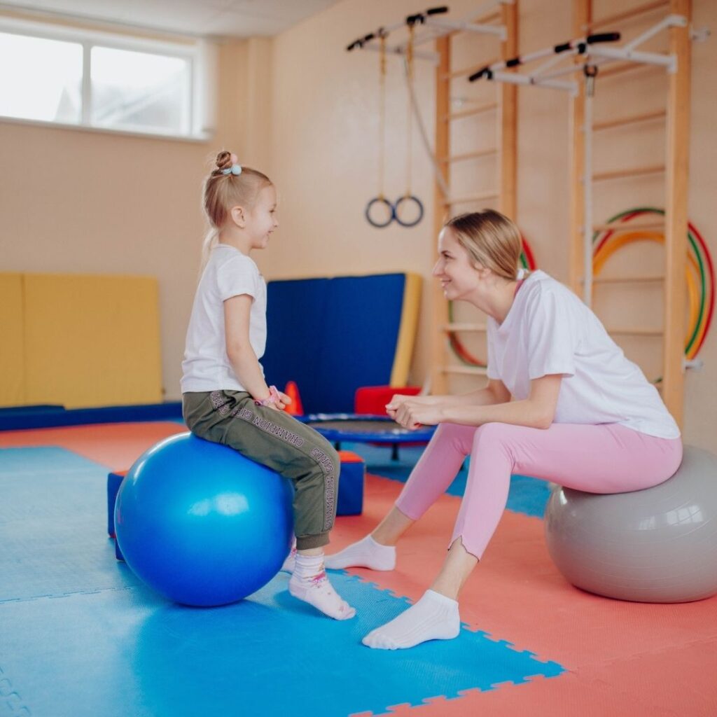 mom exercising with child